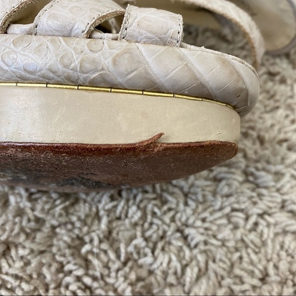 Alexandre Birman Blush Croc Reptile Leather Wedges - Picture 9 of 10